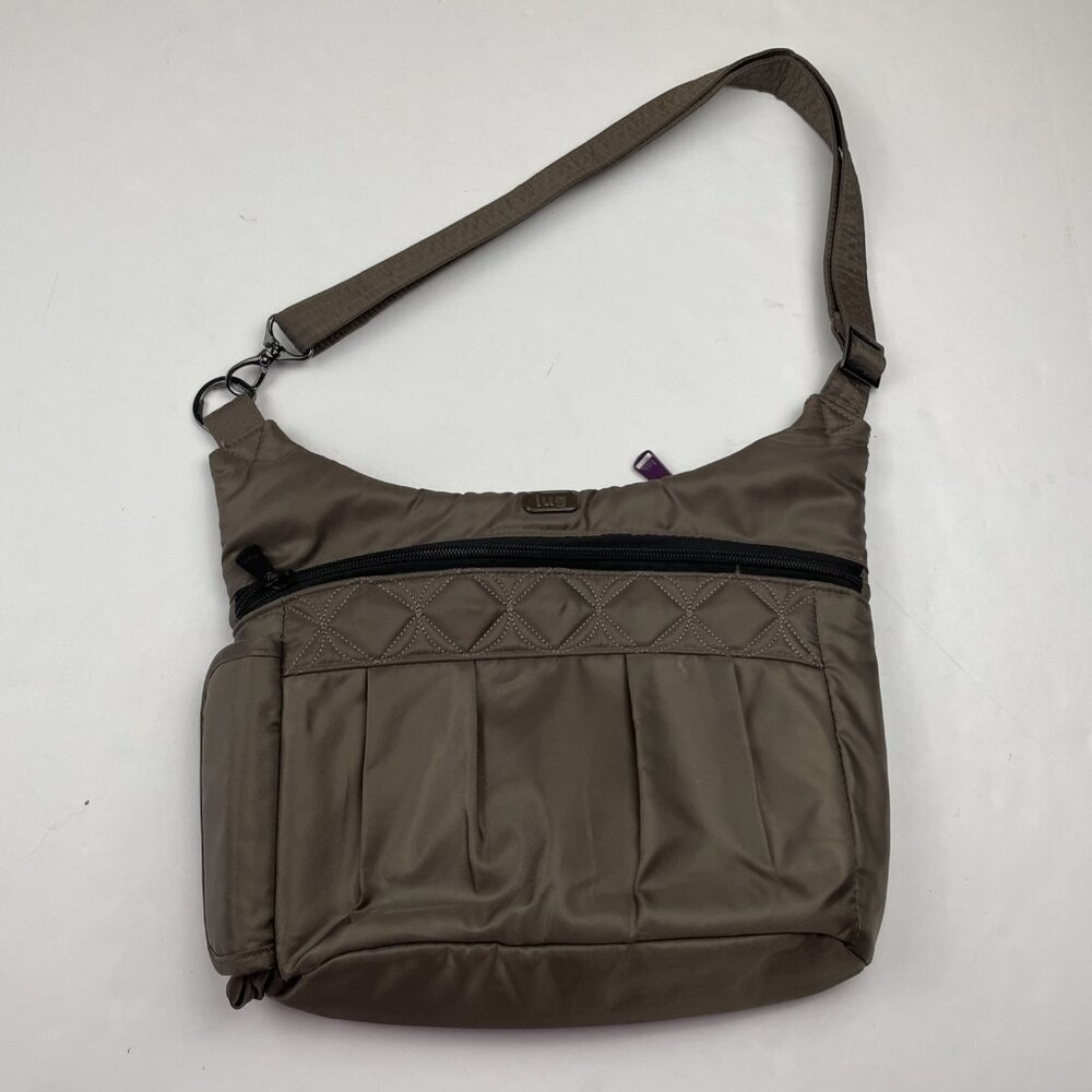 Lug Swing Crossbody Purse Shoulder Bag Travel Bottle Pocket Gray Poly Canvas